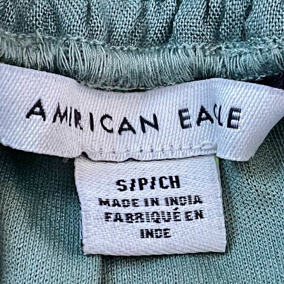 NWOT American Eagle Sage Green Wide Leg Crochet Hem Pull On Pants Womens Small - Picture 4 of 10